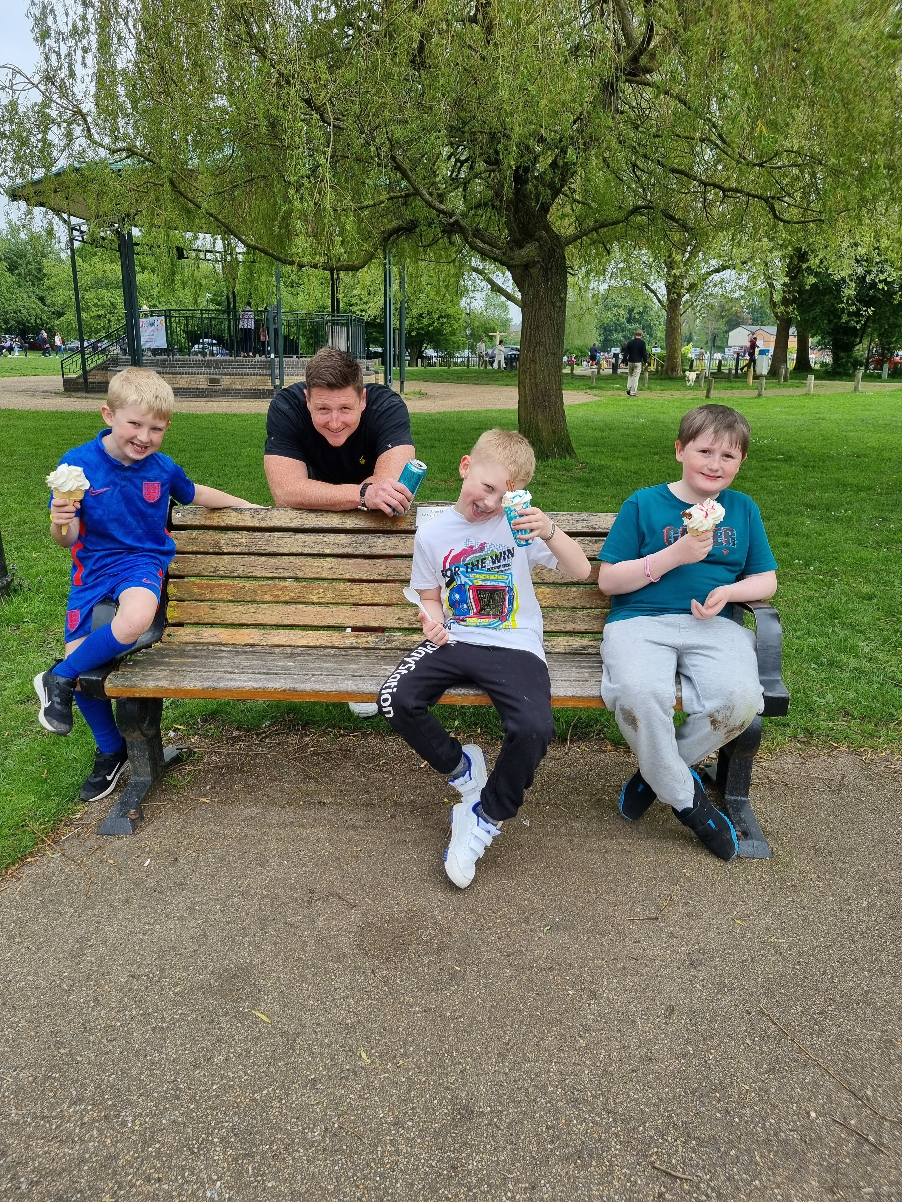 Family relaxing in a park