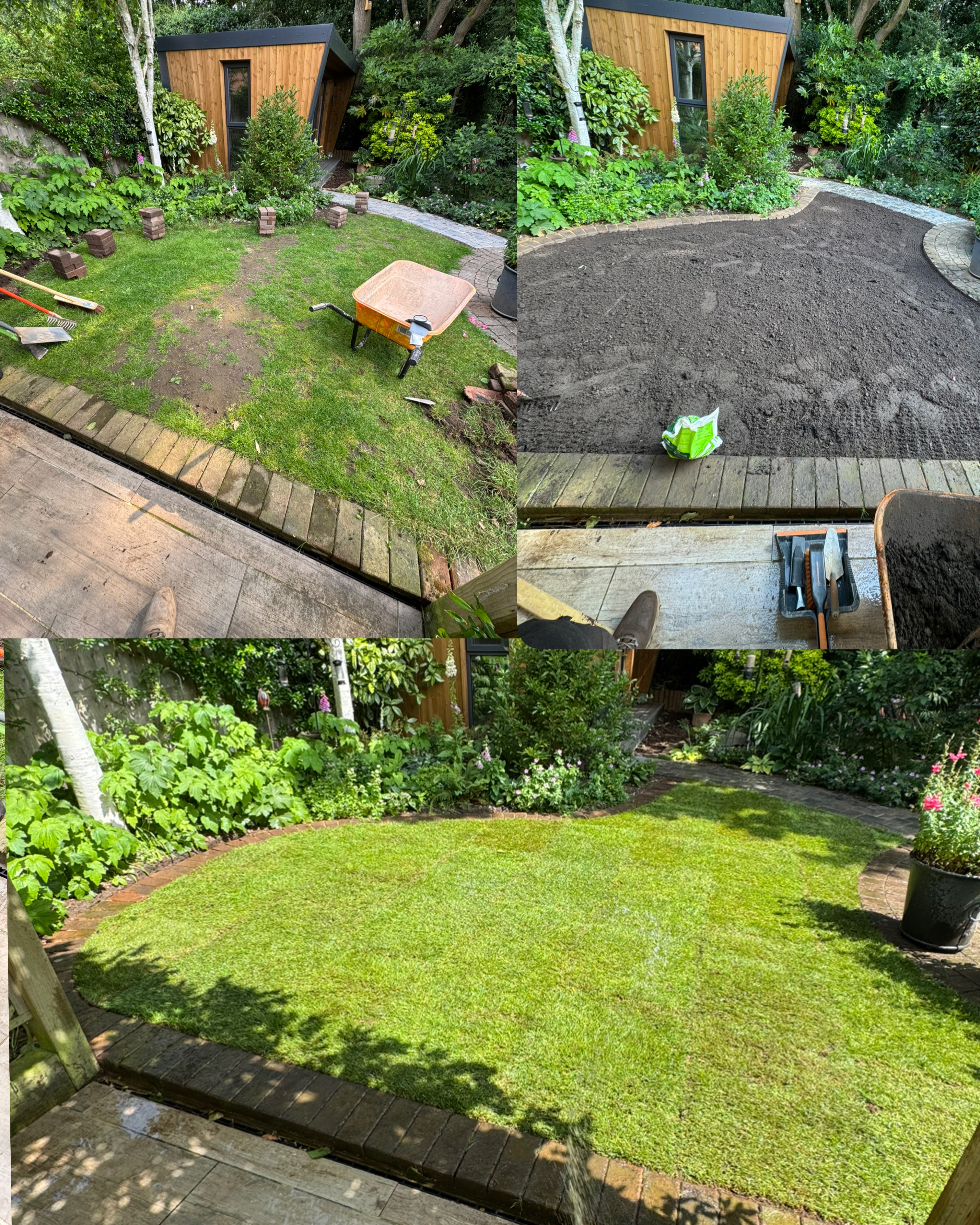 Grass, cobbled borders