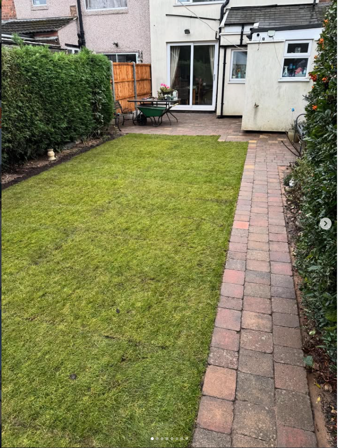 House, grass, pathway